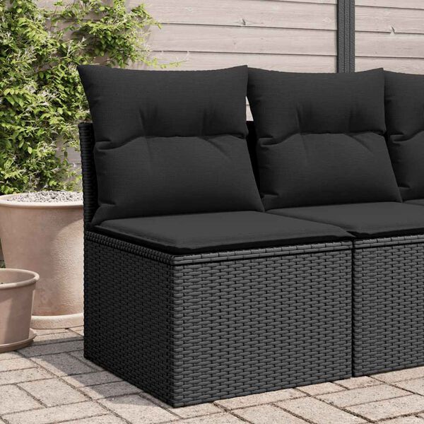 vidaXL Garden Sofa Black PE Rattan Single Removable Covers