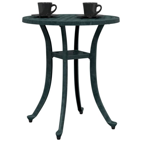 vidaXL Garden Table Green Cast Aluminum Small Decorative Inlays