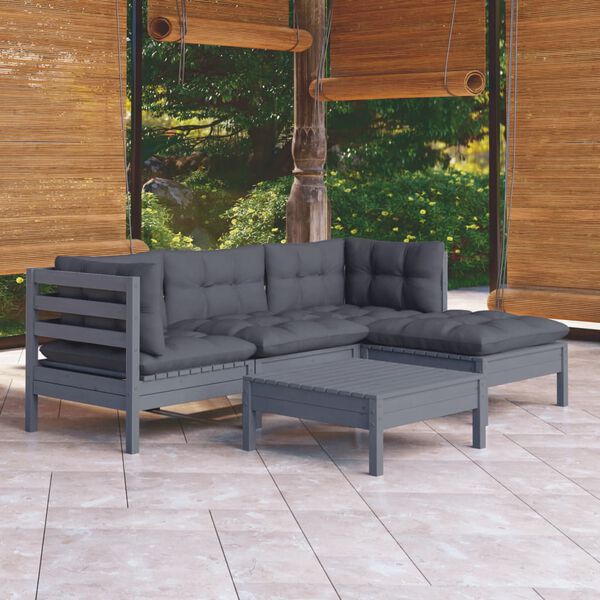 vidaXL Garden Lounge Set Grey Solid pinewood Medium Modular