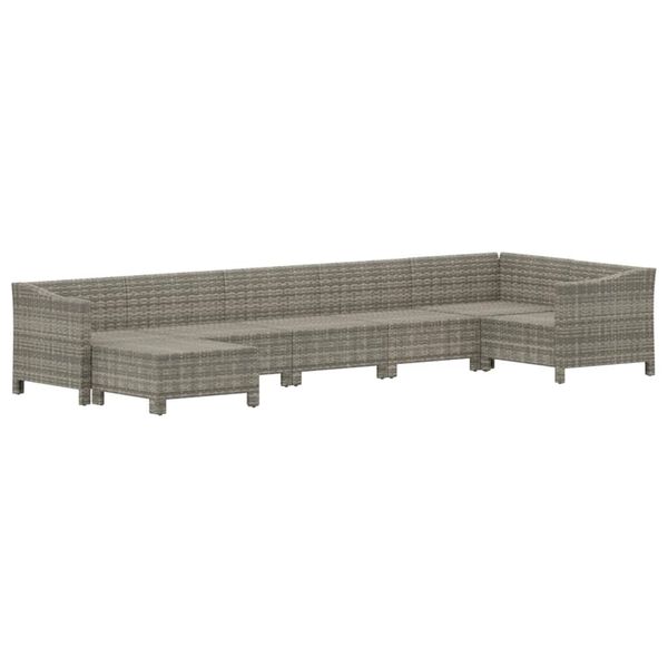 vidaXL Garden Lounge Set Grey PE Rattan, Powder-Coated Steel Large