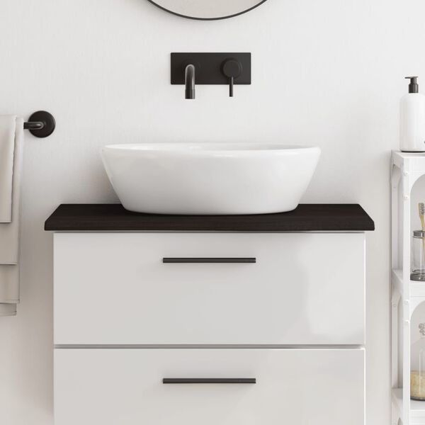 vidaXL Bathroom Countertop Dark Brown 31.5x11.8x0.8" Treated Solid Wood