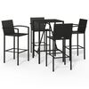 vidaXL Garden Bar Set Black PE rattan Medium Footrest Bar Table Set