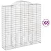 vidaXL Gabion Basket Set of 8 Silver Galvanized Iron Large Durable