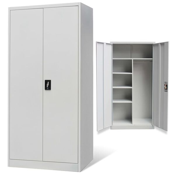 vidaXL Locker Cabinet 2 Doors Gray Metal
