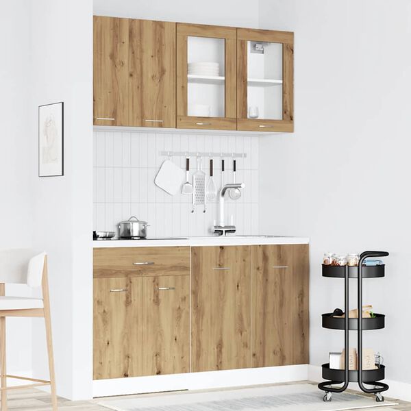 vidaXL Kitchen Cabinet Set Artisan oak Engineered wood and glass