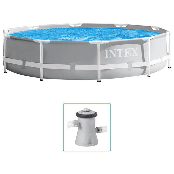INTEX Swimming Pool Grey Steel Frame, PVC, Polyester 120.1 x 29.9 in