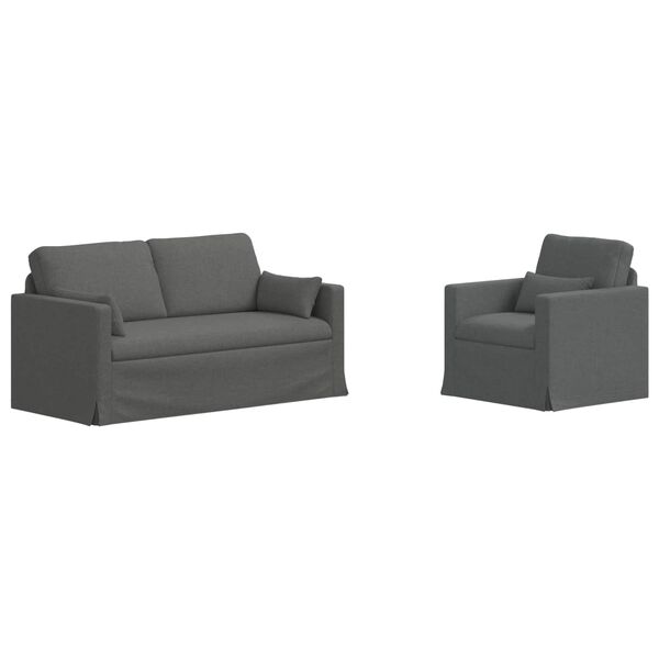 vidaXL Sofa 2 pcs Dark Grey