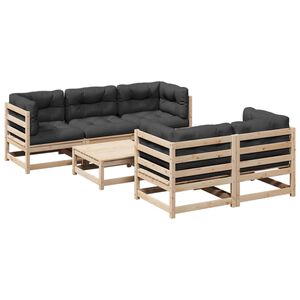 vidaXL Patio Sofa Set Anthracite Solid Pine Wood, Oxford Fabric Large