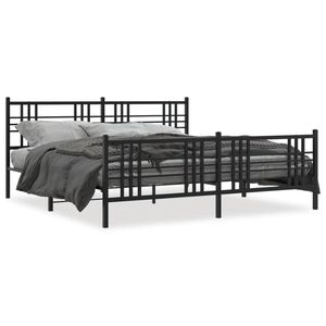 vidaXL Bed Frame Black Steel Full Bed Frame Rectangular Traditional