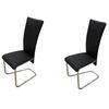 vidaXL Dining Chair Set of 2 Black Faux Leather Standard Modern