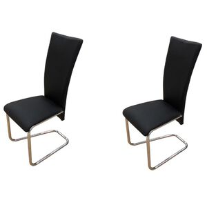 vidaXL Dining Chair Set of 2 Black Faux Leather Standard Modern