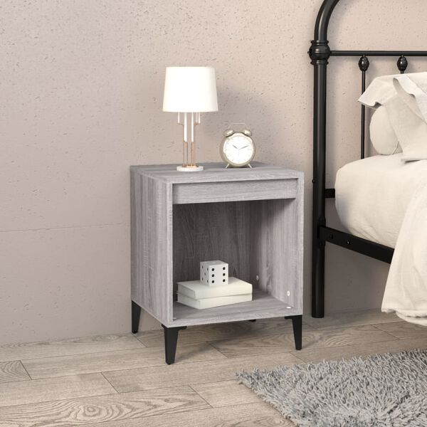 vidaXL Bedside Cabinet Set of 2 Grey Sonoma Engineered wood, metal