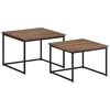 vidaXL Nesting Coffee Table Set of 2 Grey Solid Teak wood, Metal Small