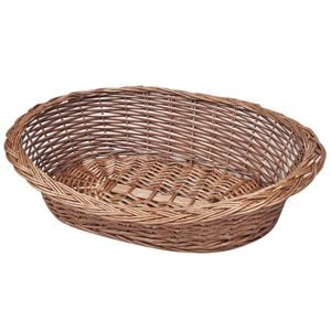 vidaXL Dog Basket Natural Willow 19.7 in Lightweight Dog Bed Oval
