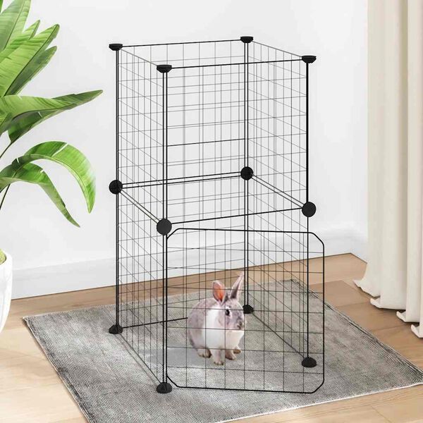 vidaXL Pet Cage Black Powder-coated steel Small Collapsible Pet Cage