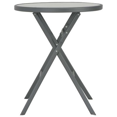 vidaXL Folding Bistro Table Gray 23.6" x 27.6" Glass and Steel
