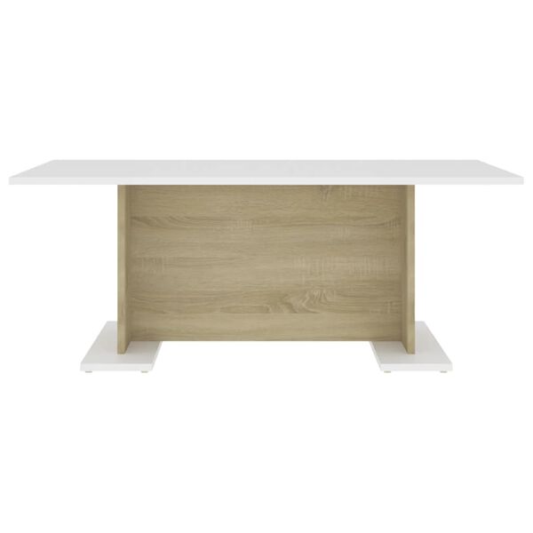 vidaXL Coffee Table White and Sonoma Oak Engineered Wood