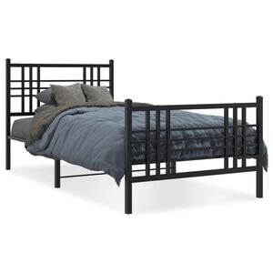 vidaXL Bed Frame Black Steel Twin Bed Frame Rectangular Traditional