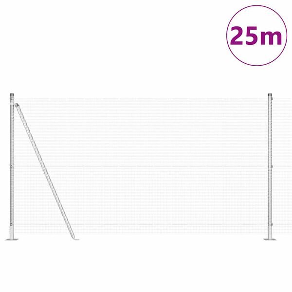 vidaXL Fence with Posts Silver 1.2 x 25 m Steel
