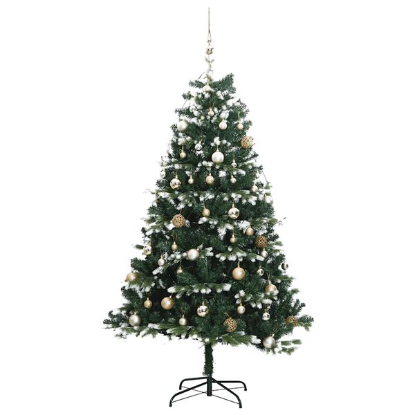 vidaXL Artificial Hinged Christmas Tree 300 LEDs & Ball Set 70.9"