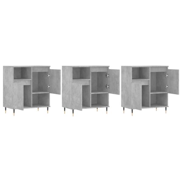 vidaXL Sideboard Set of 3 Concrete Grey Engineered Wood, Metal Medium