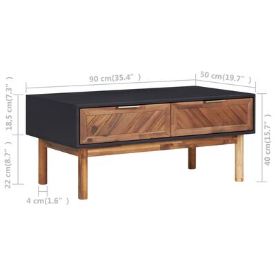 vidaXL Coffee Table 35.4"x19.7"x15.7" Solid Acacia Wood and MDF