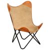 vidaXL Butterfly Chair Brown Genuine leather, canvas, powder-coated iron