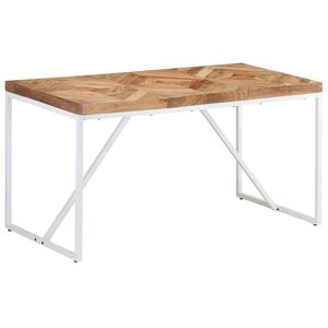 vidaXL Dining Table Natural wood with white legs