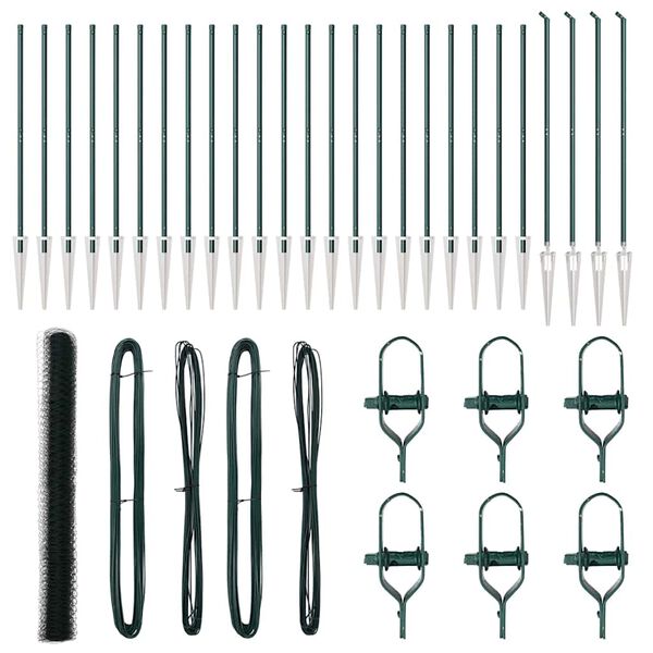 vidaXL Fence Post Green 164.04 x 5.25 ft (1.97 in mesh) Steel and PVC