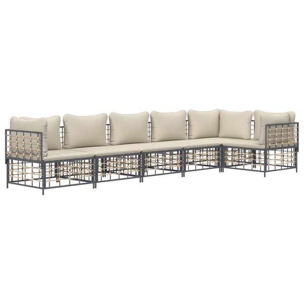 vidaXL Garden Lounge Set Anthracite Poly rattan Large Modular