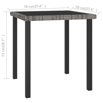 vidaXL Patio Dining Table Gray 27.6"x27.6"x28.7" Poly Rattan