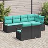 vidaXL Sofa Set 7 pcs Black Poly Rattan