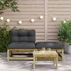 vidaXL Patio Sofa Armless with Cushions and Footstool