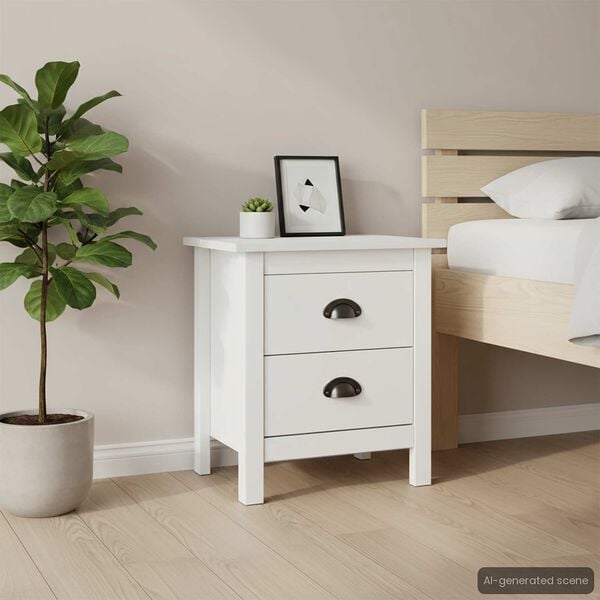 vidaXL Bedside Cabinet Set of 2 White Solid pine wood Medium