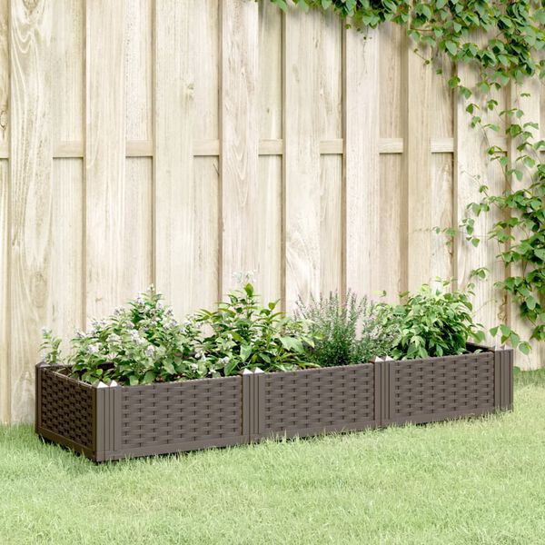 vidaXL Garden Planter Brown Polypropylene Medium Modular