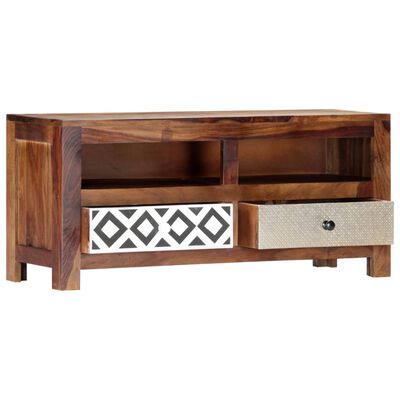 vidaXL TV Stand 35.4"x11.8"x15.7" Solid Wood Sheesham