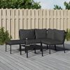 vidaXL Garden Lounge Set Black, Gray Powder-coated steel, Polyester fabric