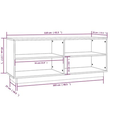 vidaXL Shoe Cabinet Black 43.3"x13.4"x17.7" Solid Wood Pine