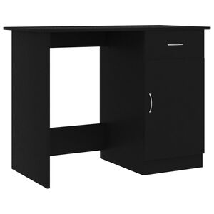 vidaXL Desk Black Engineered wood Compact Desk Rectangular Modern