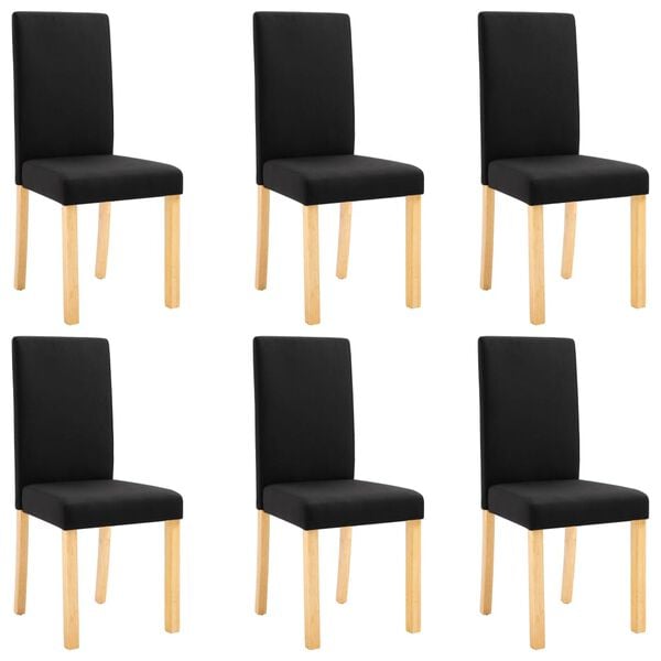 vidaXL Dining Chair Set of 6 Black Fabric Standard Ergonomic