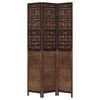 vidaXL Room Divider 3 Panels Dark Brown Solid Wood Paulownia