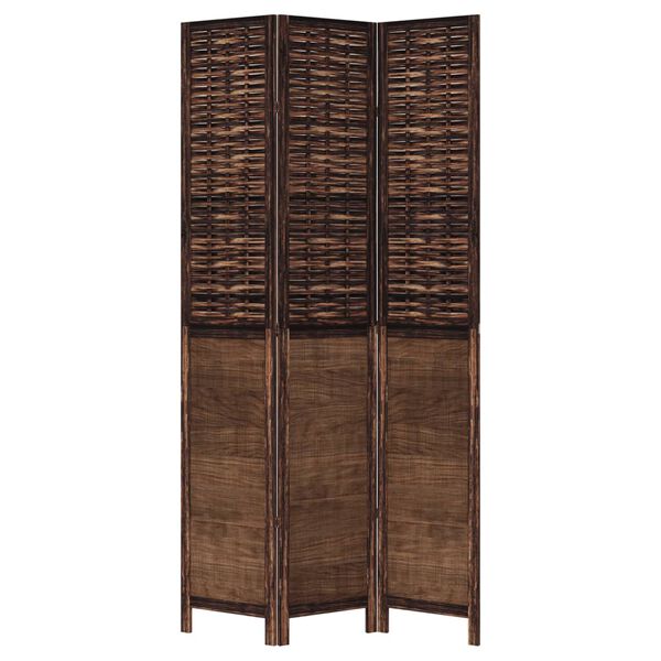 vidaXL Room Divider 3 Panels Dark Brown Solid Wood Paulownia