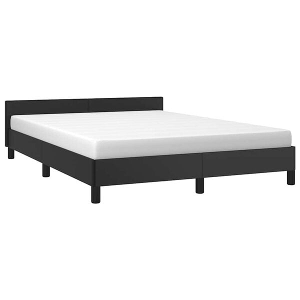 vidaXL Bed Frame With Headboard Black Faux leather, plywood, engineered wood