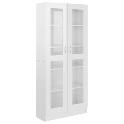 vidaXL Vitrine Cabinet High Gloss White 32.5"x12"x73" Engineered Wood