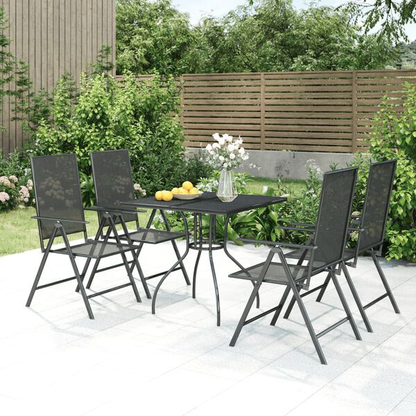 vidaXL Garden Dining Set Anthracite Steel Medium Foldable