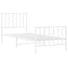 vidaXL Bed Frame White Steel Twin Bed Frame Rectangular Traditional