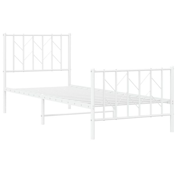 vidaXL Bed Frame White Steel Twin Bed Frame Rectangular Traditional