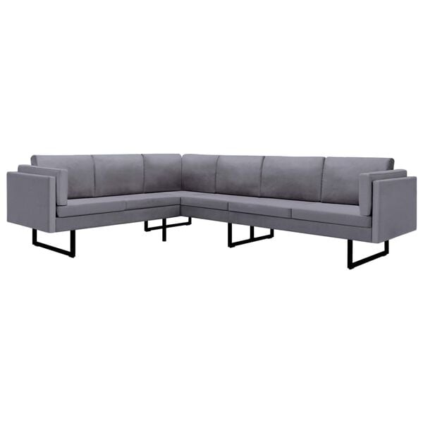 vidaXL Sofa Light grey Wood, steel, 100% polyester Large Sofa