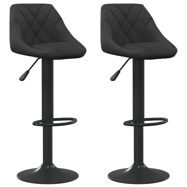 vidaXL Bar Stool Set of 2 Black Velvet Adjustable Swivel Bar Stool