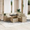 vidaXL Garden Sofa Set Beige, Cream white PE rattan Large Modular